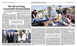 BNN Artikel - Einweihung Mehrgenrationenhaus Karlsruhe